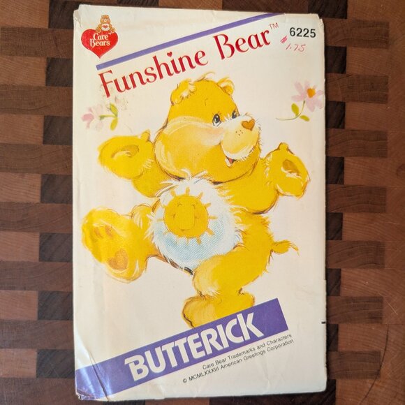 VINTAGE Butterick 6225 Funshine Bear - Uncut - Care Bears - circa 1983 - Picture 1 of 3